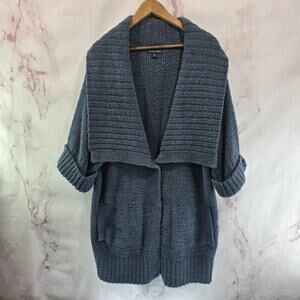 Barefoot Dreams Cardigan Womens XL Blue Cozy Chic Knit Sweater Tunic Long